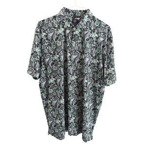 Donald Ross Sport Golf Polo Shirt Mens XXL Black/Green Paisley